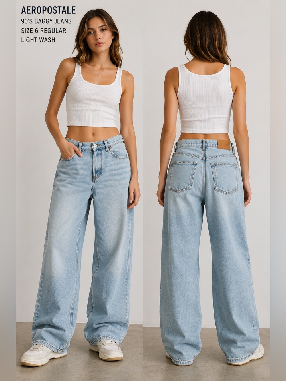 Aeropostale 90s Baggy Jeans Womens  6 Light Wash Wide Leg Y2K Denim streetwear